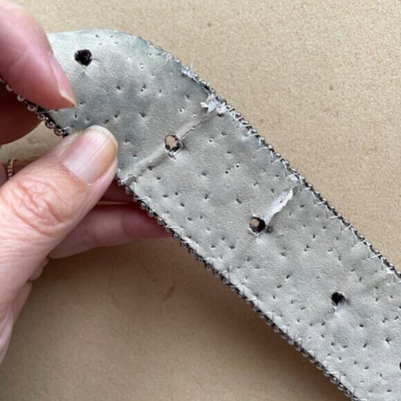 Animal Print Faux Fur Studded Rhinestone Belt - Large, 33.5 - 38.5" Waist - Picture 6 of 10